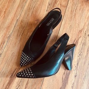Michael Kors Black Leather Pointed Slingback Heels
